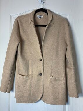 J.Crew Mercantile Tan Knit Blazer M Lightweight Spring Layer Neutral Minimalist